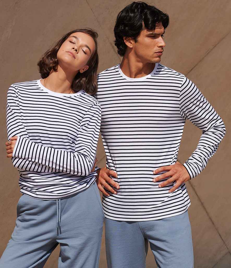 SF Clothing SF Clothing Unisex Long Sleeve Striped T-Shirt White/Oxford Navy