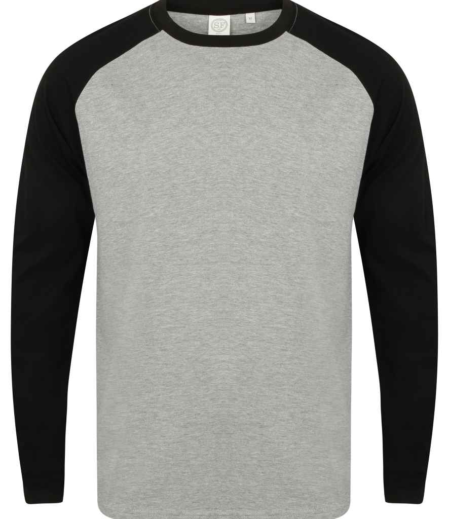SF Clothing SF Clothing Long Sleeve Baseball T-Shirt Heather Grey/Black