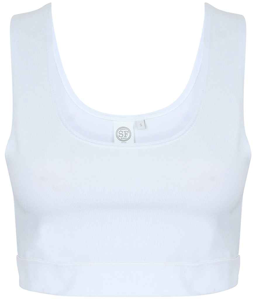 SF Clothing Ladies Fashion Crop Top - White/White