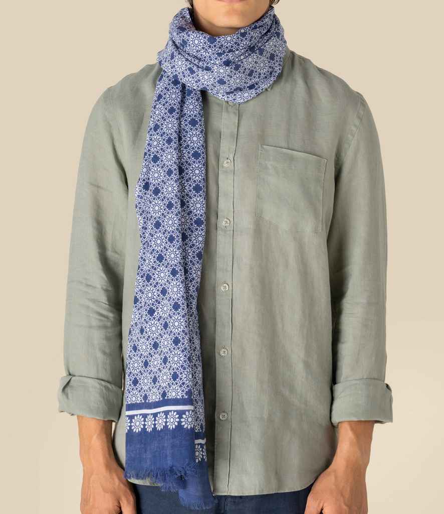 Spasso Blue Floral Mosaic Scarf