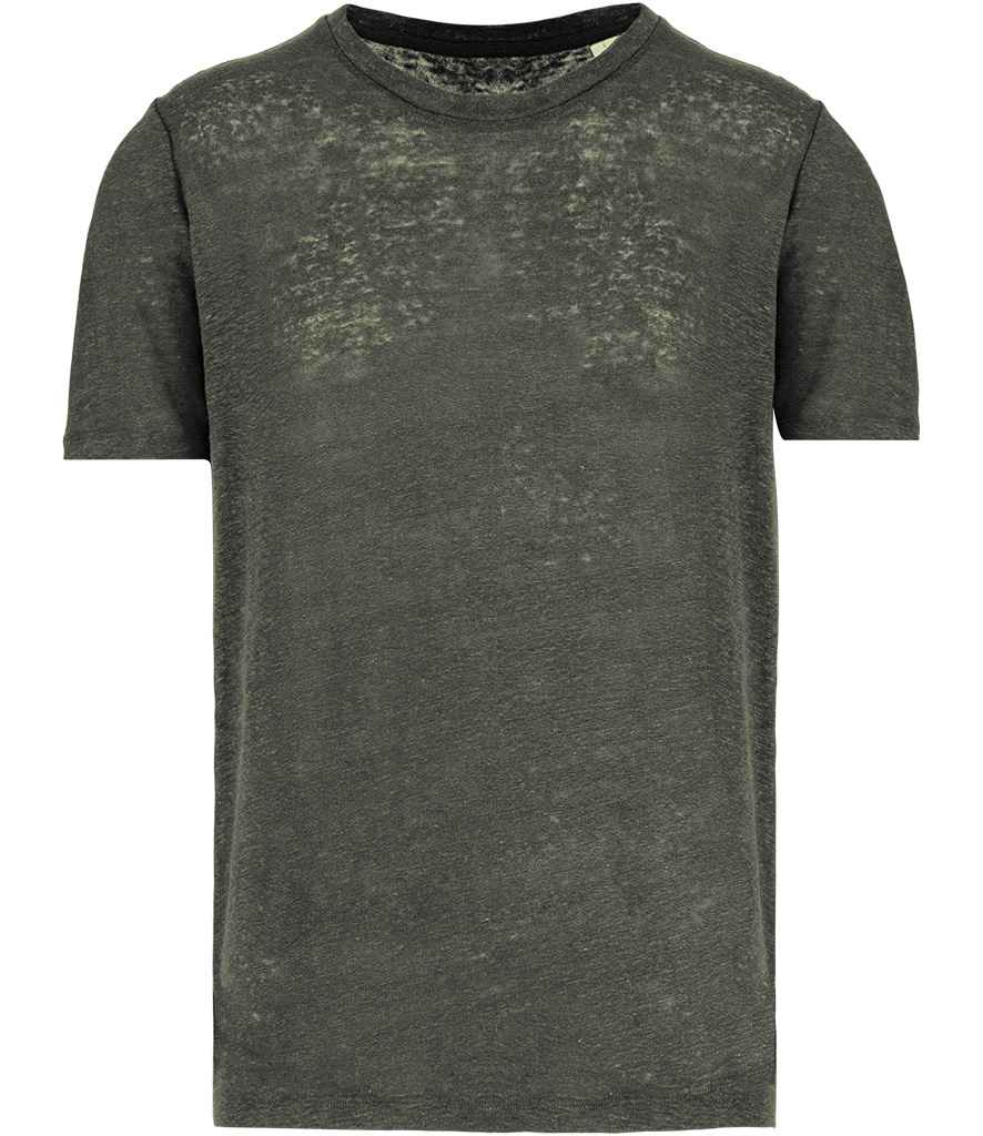 Spasso Crew Neck Linen T-Shirt - Organic Khaki