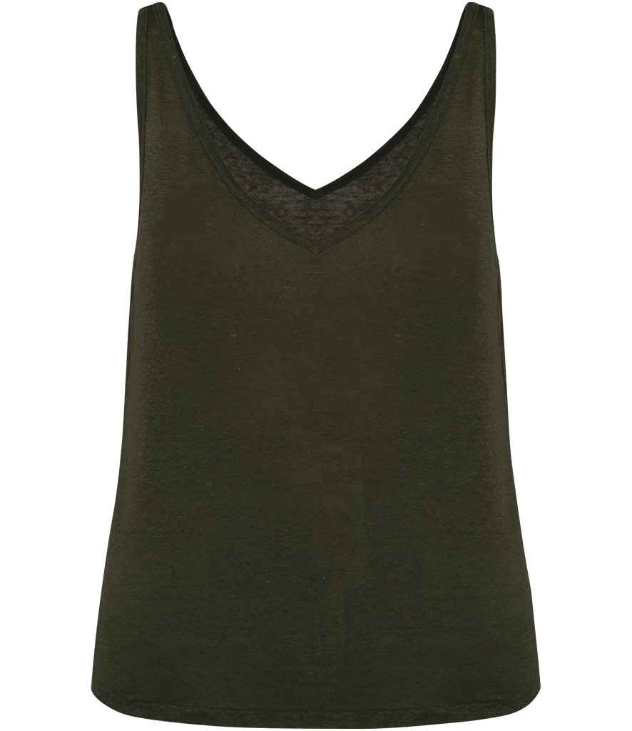 Spasso Ladies Linen Tank Top - Organic Khaki