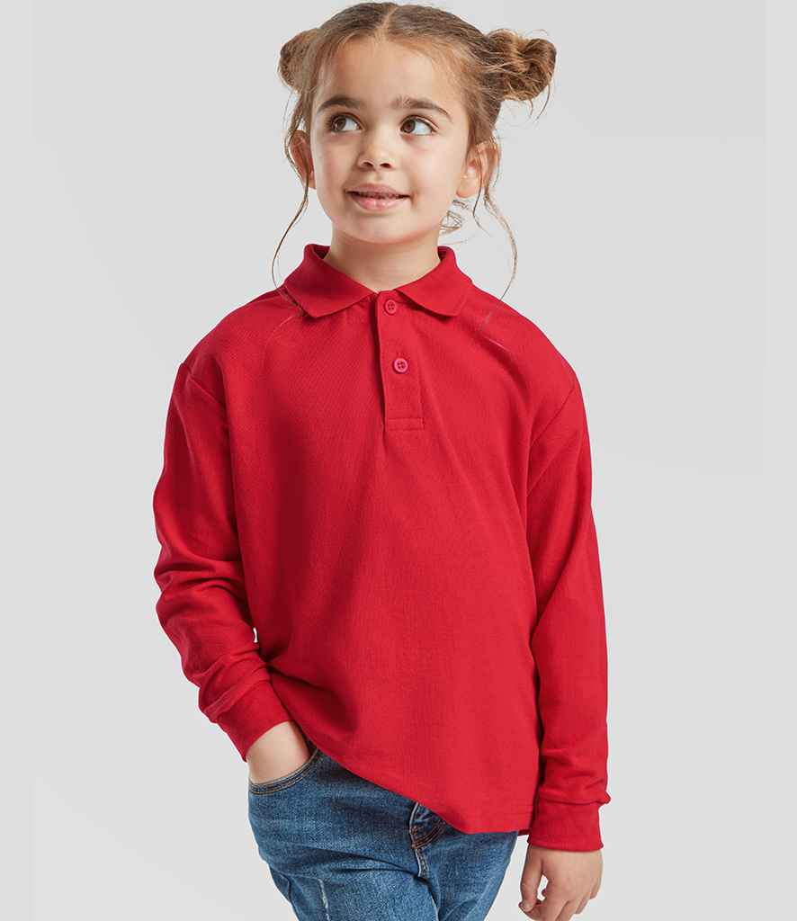 Fruit of the Loom Kids Long Sleeve Poly/Cotton Piqué Polo Shirt