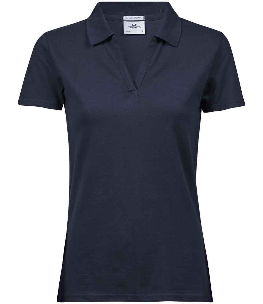 Tee Jays Tee Jays Ladies Luxury Stretch V Neck Polo Shirt Navy
