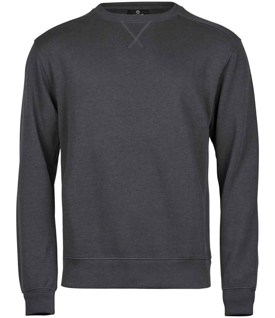 Tee Jays Tee Jays Ribbed Interlock Crew Neck Sweatshirt Dark Grey