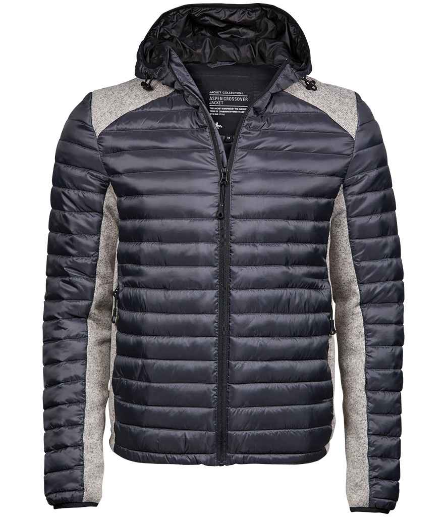 Tee Jays Tee Jays Crossover Hooded Padded Outdoor Jacket Space Grey/Grey Melange