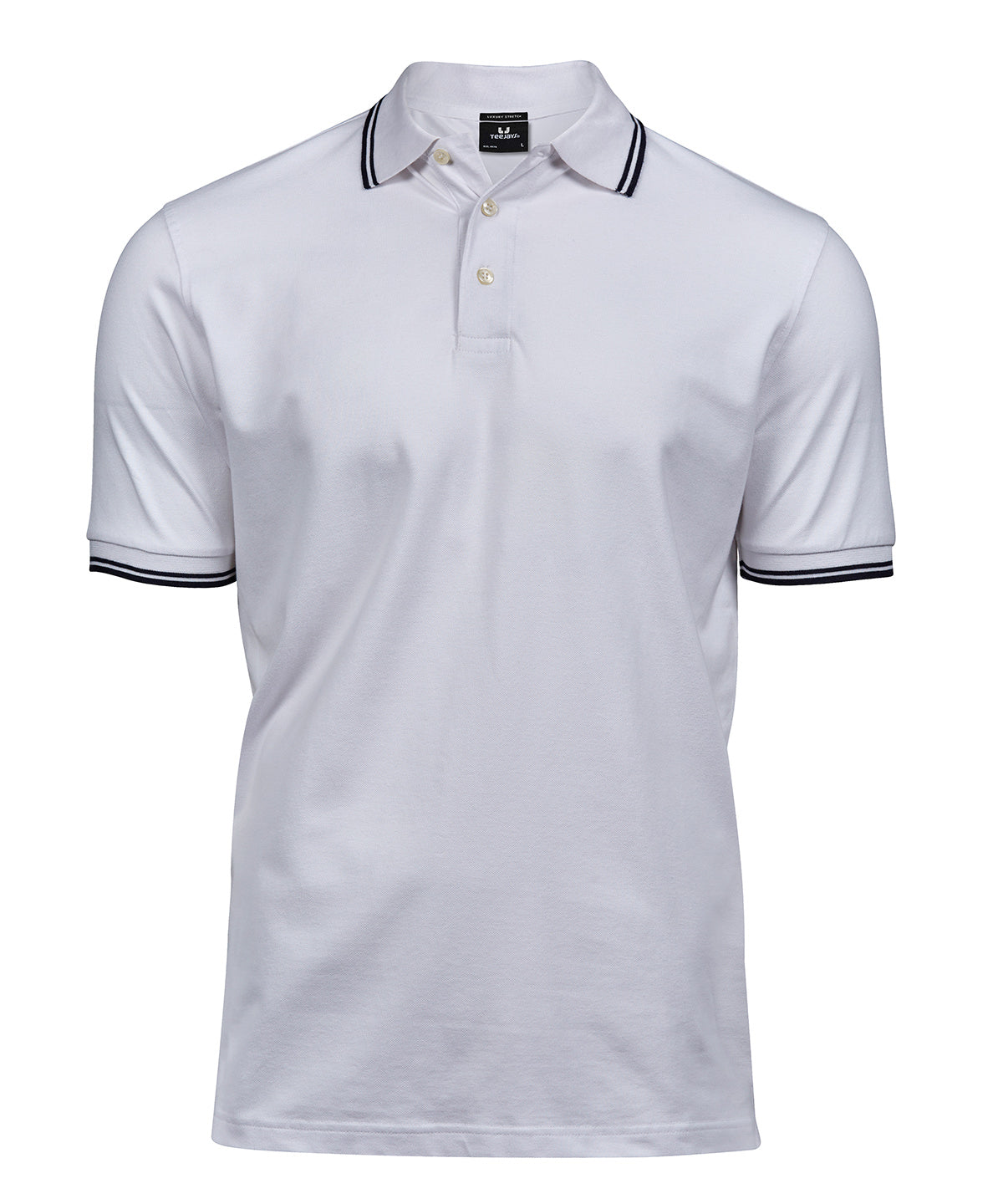 Tee Jays Luxury stripe stretch polo (1407) White/Navy