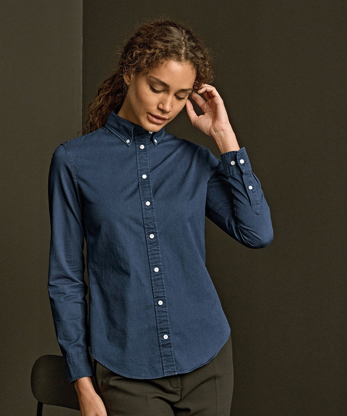 Tee Jays Women’s casual twill shirt (4003) Indigo