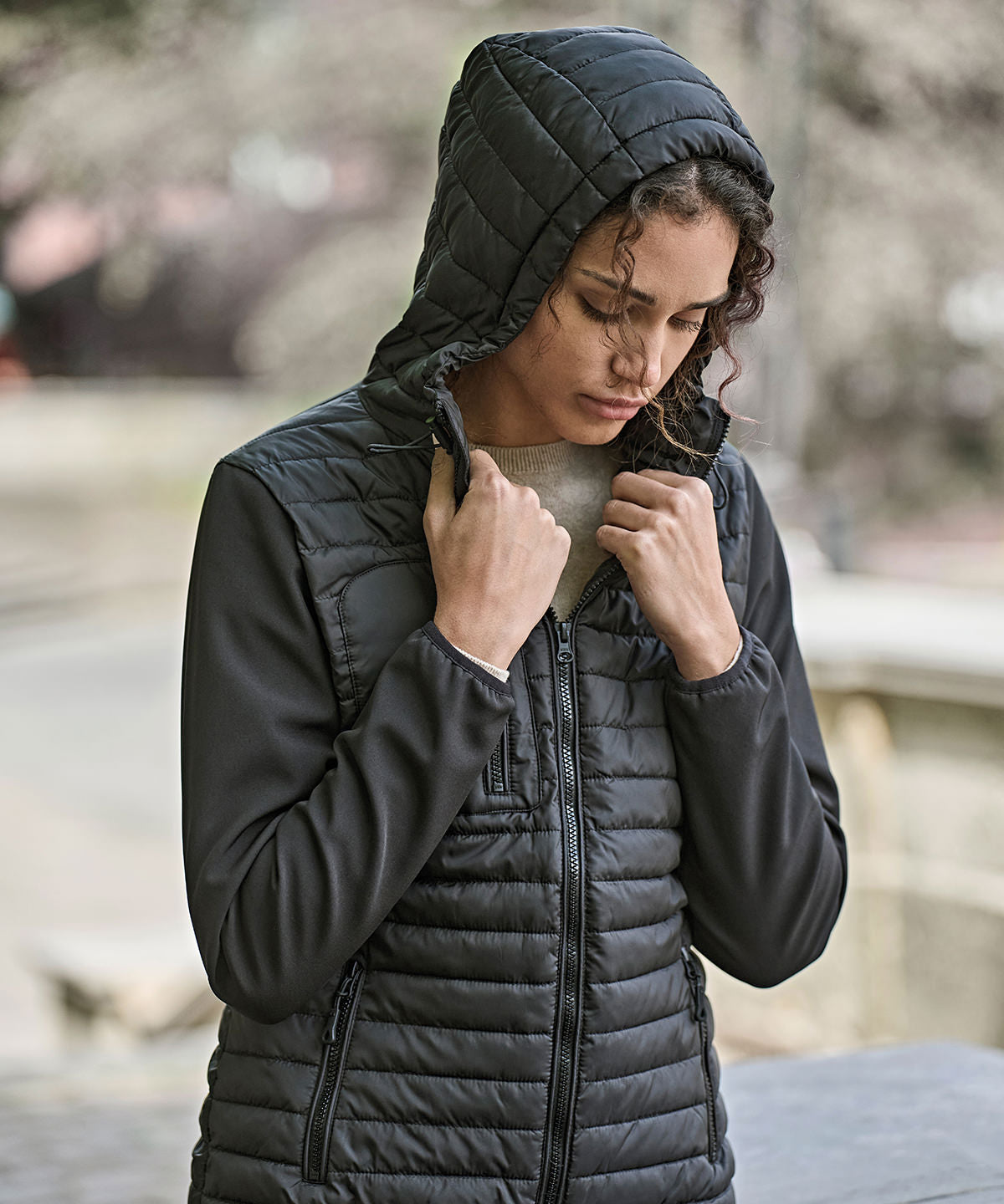 Tee Jays Women’s hooded crossover jacket (9629) Black/Black