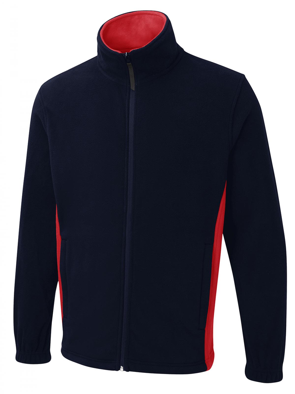 Uneek Two Tone Full Zip Fleece Jacket Navy/Red