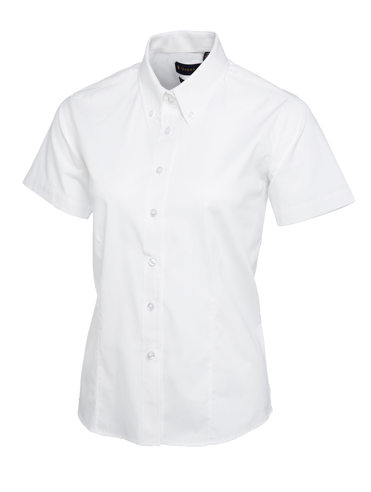 Uneek Ladies Pinpoint Oxford Half Sleeve Shirt White