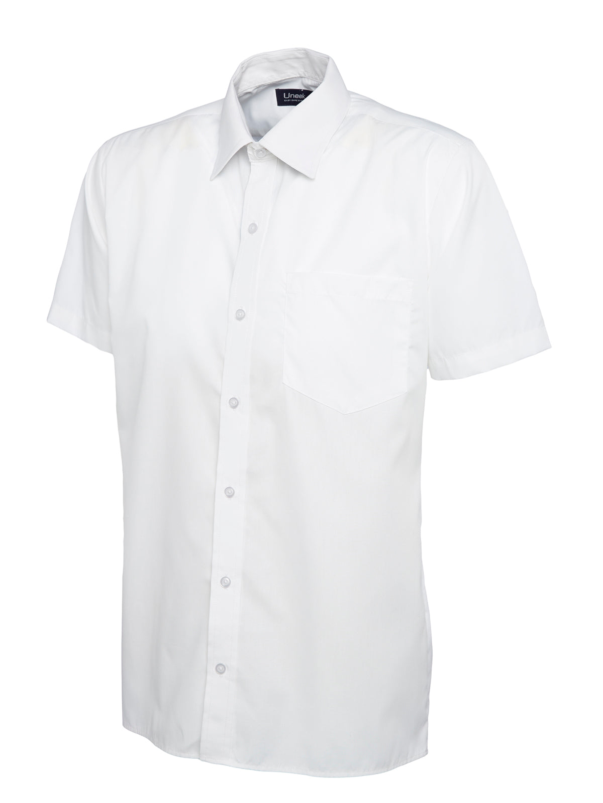Uneek Mens Poplin Half Sleeve Shirt White