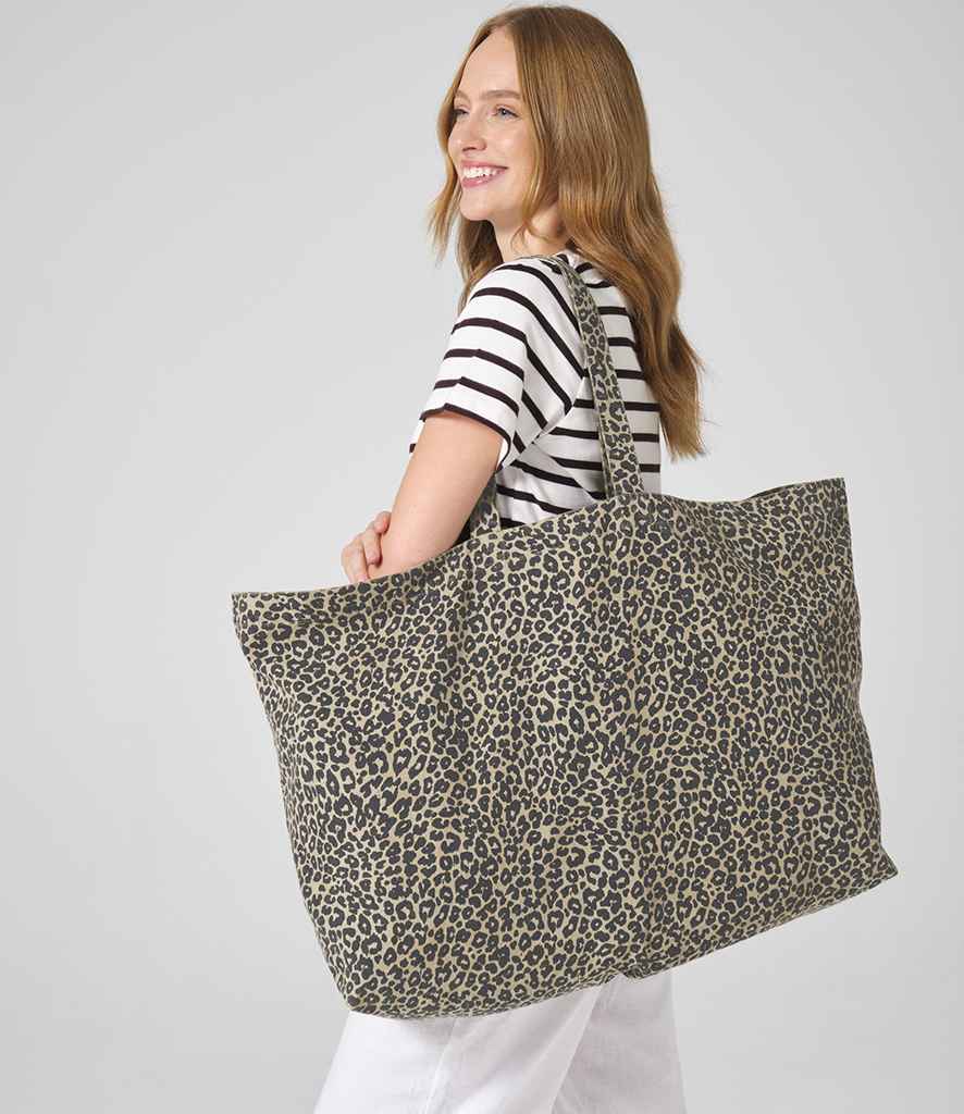Westford Mill Westford Mill Leopard Print Canvas Oversized Tote Bag