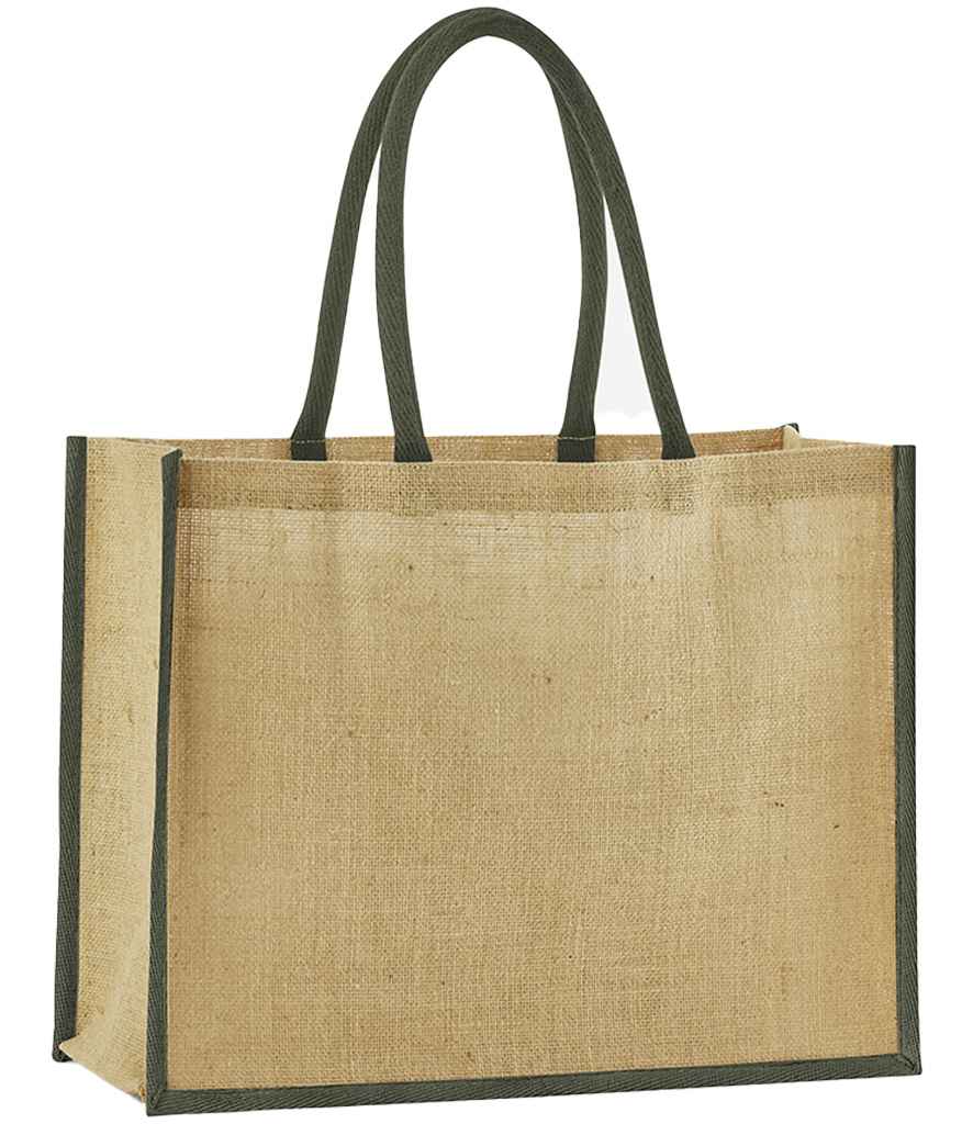 Westford Mill Westford Mill Natural Starched Jute Classic Shopper Natural/Olive Green