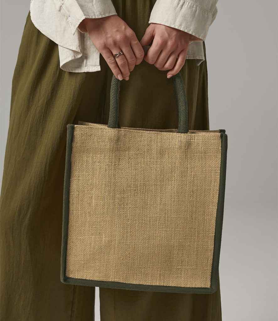 Westford Mill Westford Mill Natural Starched Jute Midi Tote Bag Natural/Olive Green
