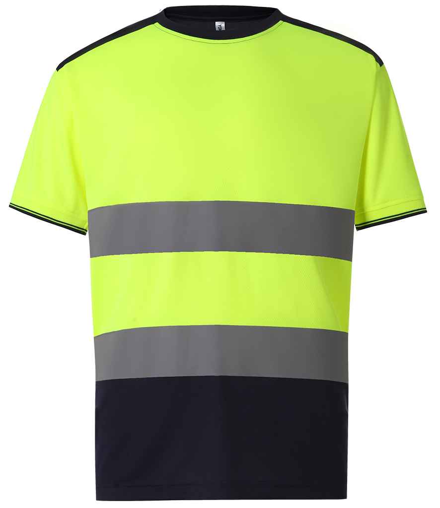 Yoko Hi-Vis Two Tone T-Shirt - Yellow/Navy