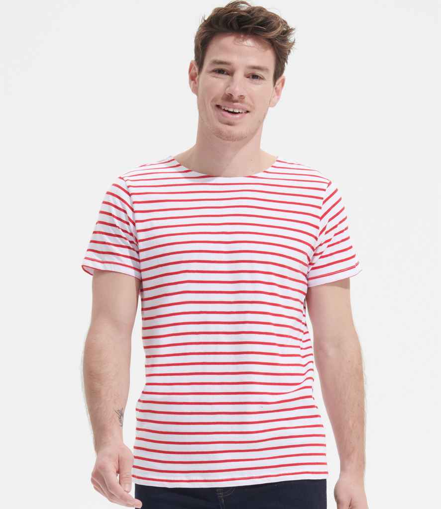 SOL'S Miles Striped T-Shirt - White/Red