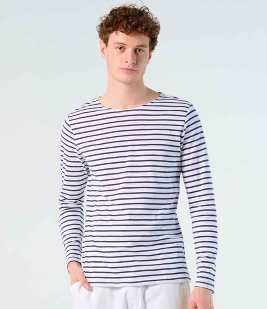SOL'S Marine Long Sleeve Striped T-Shirt - White/Navy