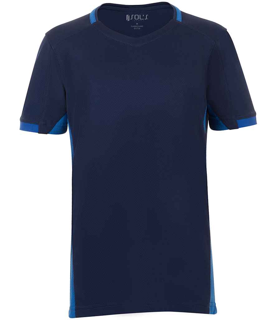SOL'S Kids Classico Contrast T-Shirt in French Navy/Royal Blue
