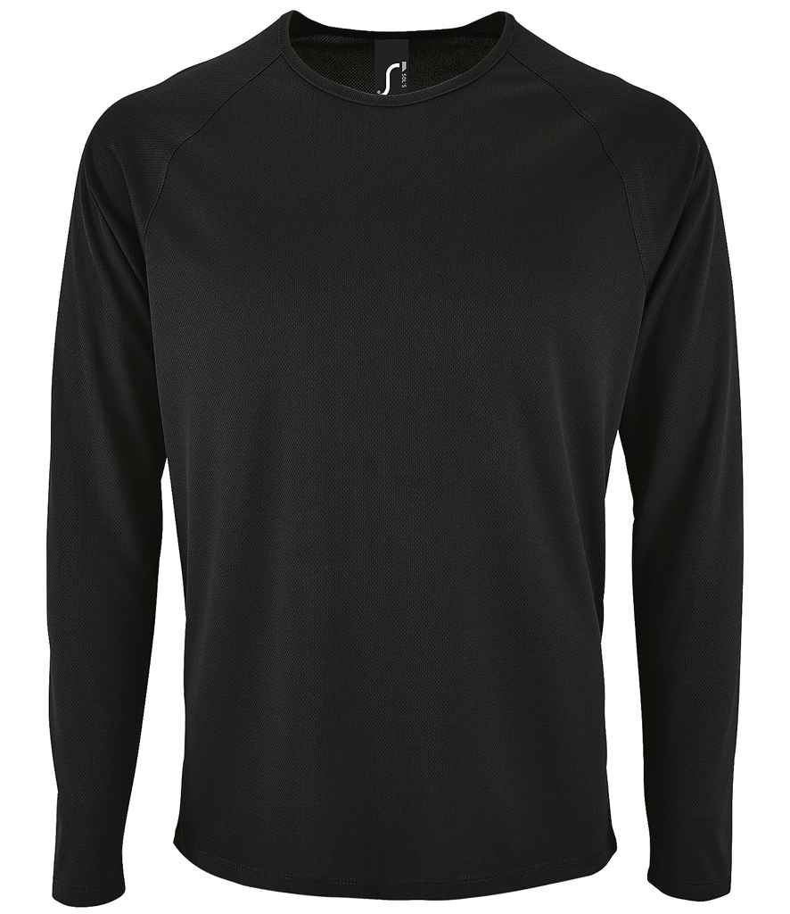 SOL'S Sporty Long Sleeve Performance T-Shirt in Black