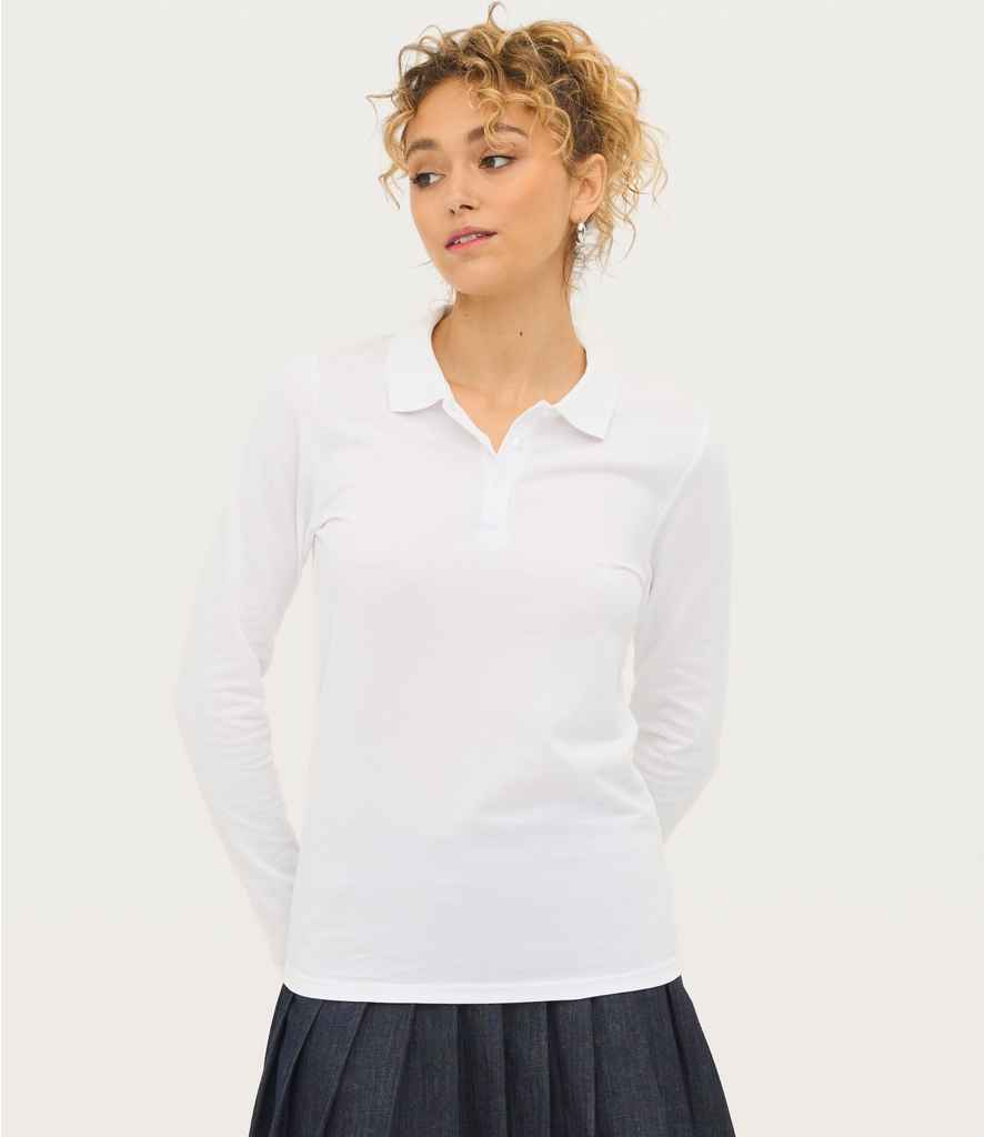 SOL'S Ladies Perfect Long Sleeve Piqué Polo Shirt - model image
