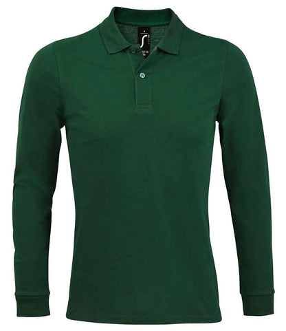 SOL'S Perfect Long Sleeve Piqué Polo Shirt in Bottle Green