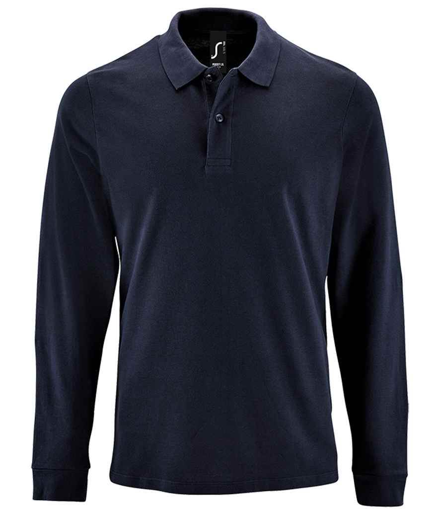 SOL'S Perfect Long Sleeve Piqué Polo Shirt in French Navy