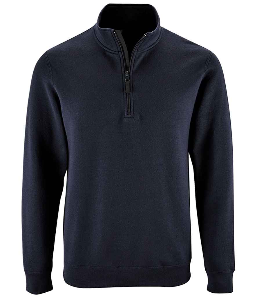 SOL'S Stan Contrast Zip Neck Sweatshirt in French Navy
