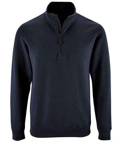 SOL'S Stan Contrast Zip Neck Sweatshirt in French Navy