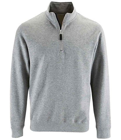SOL'S Stan Contrast Zip Neck Sweatshirt in Grey Marl