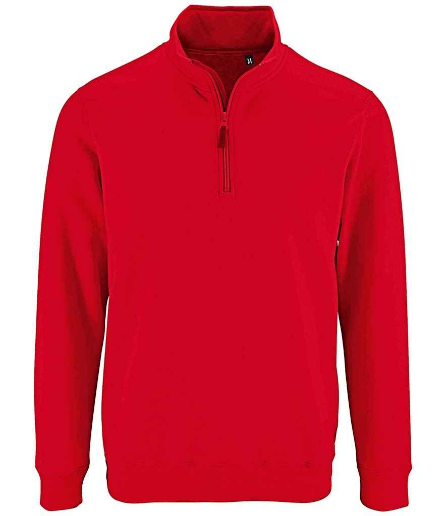 SOL'S Stan Contrast Zip Neck Sweatshirt in Red