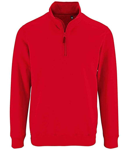 SOL'S Stan Contrast Zip Neck Sweatshirt in Red