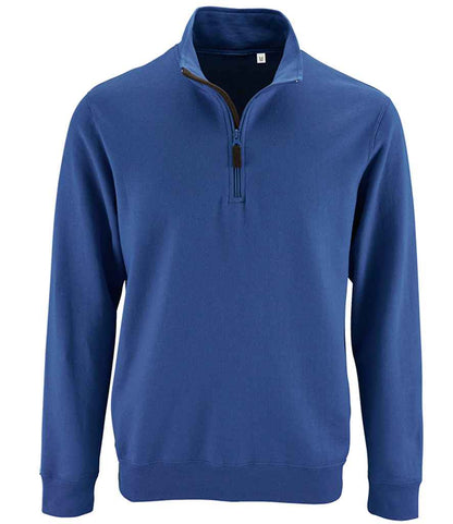 SOL'S Stan Contrast Zip Neck Sweatshirt in Royal Blue