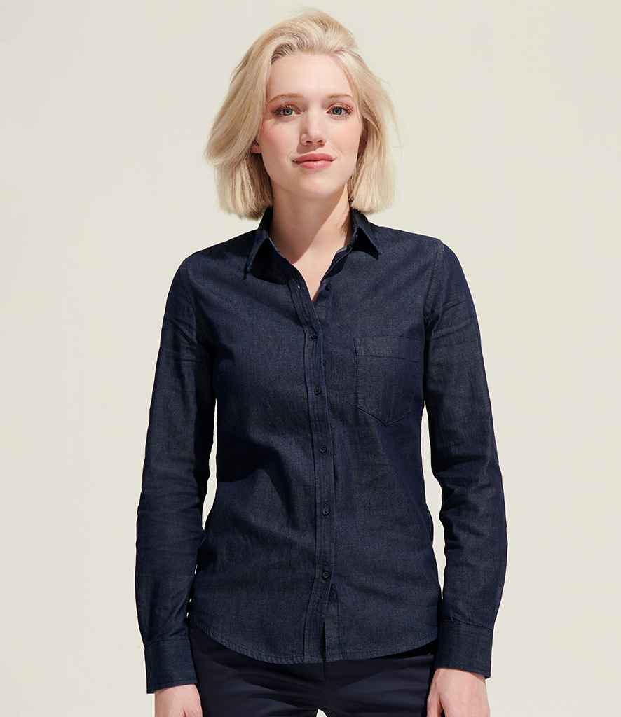 SOL'S Ladies Barry Denim Shirt - model image