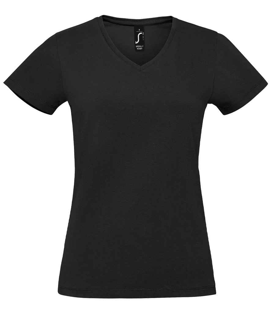 SOL'S Ladies Imperial V Neck T-Shirt in Deep Black