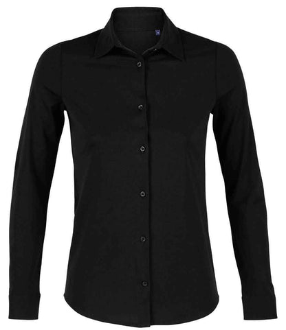 NEOBLU Ladies Balthazar Jersey Long Sleeve Shirt in Deep Black