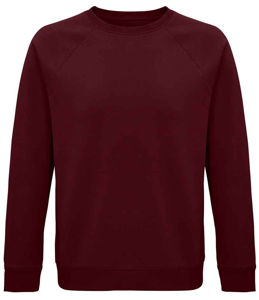 SOL'S Unisex Space Organic Raglan Sweatshirt in Burgundy