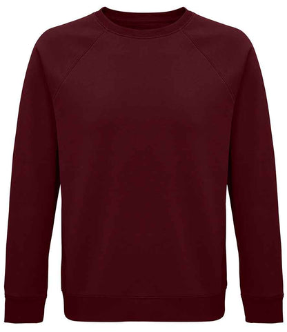 SOL'S Unisex Space Organic Raglan Sweatshirt in Burgundy