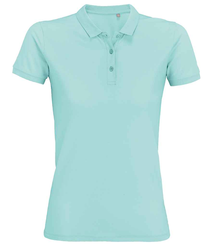 SOL'S Ladies Planet Organic Piqué Polo Shirt in Arctic Blue