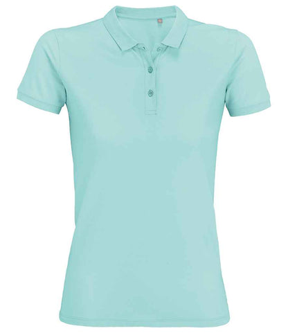 SOL'S Ladies Planet Organic Piqué Polo Shirt in Arctic Blue