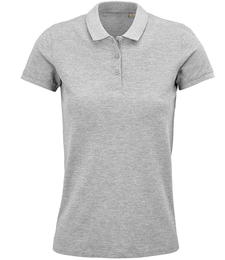 SOL'S Ladies Planet Organic Piqué Polo Shirt in Grey Marl