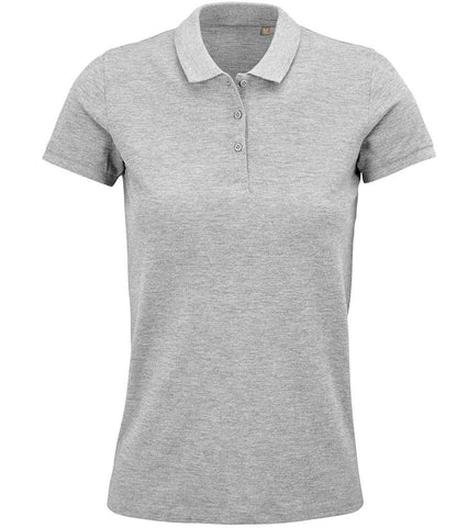 SOL'S Ladies Planet Organic Piqué Polo Shirt in Grey Marl