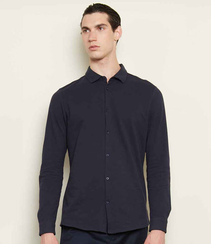 NEOBLU Basile Organic Cotton Long Sleeve Piqué Shirt - model image