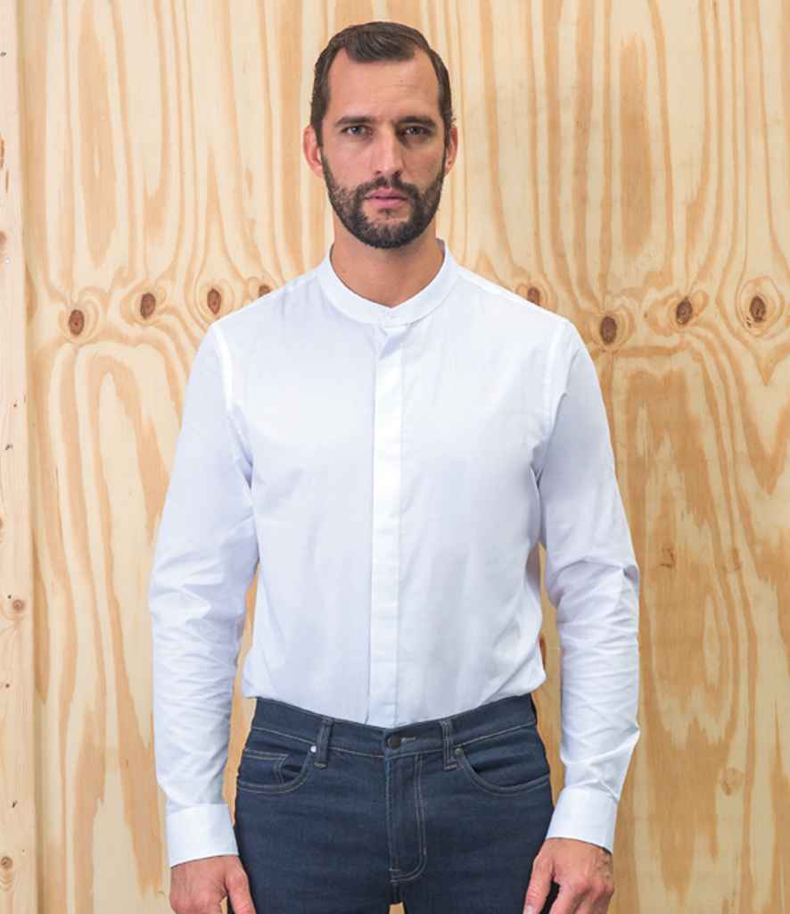 NEOBLU Bart Mao Collar Long Sleeve Poplin Shirt - model image