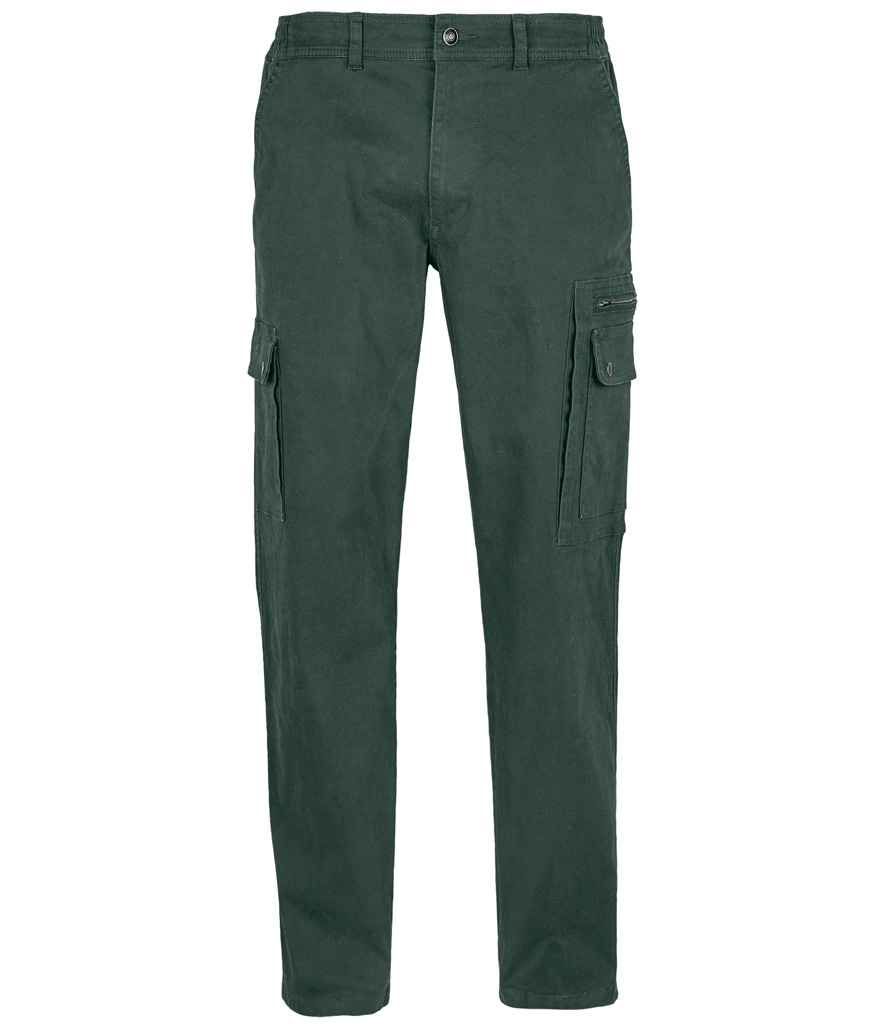SOL'S Docker Stretch Cargo Trousers in Forest Green