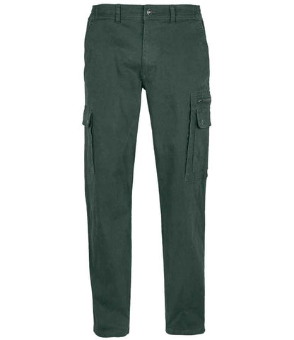 SOL'S Docker Stretch Cargo Trousers in Forest Green