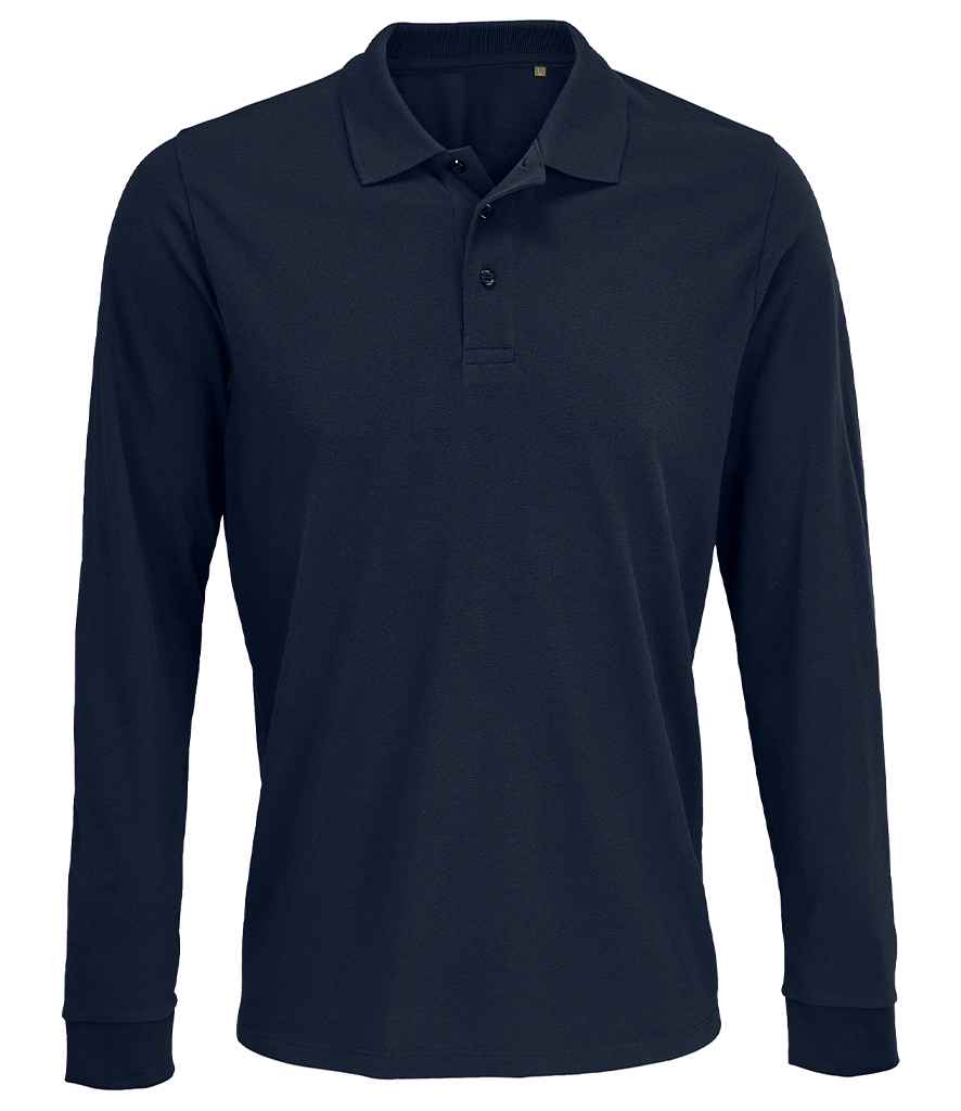 SOL'S Unisex Prime Long Sleeve Piqué Polo Shirt in French Navy