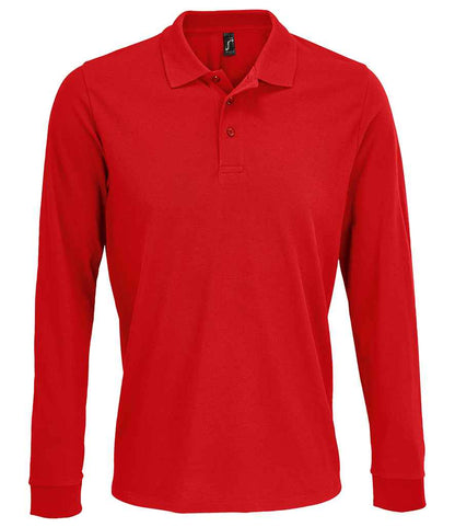 SOL'S Unisex Prime Long Sleeve Piqué Polo Shirt in Red
