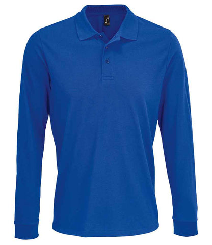 SOL'S Unisex Prime Long Sleeve Piqué Polo Shirt in Royal Blue