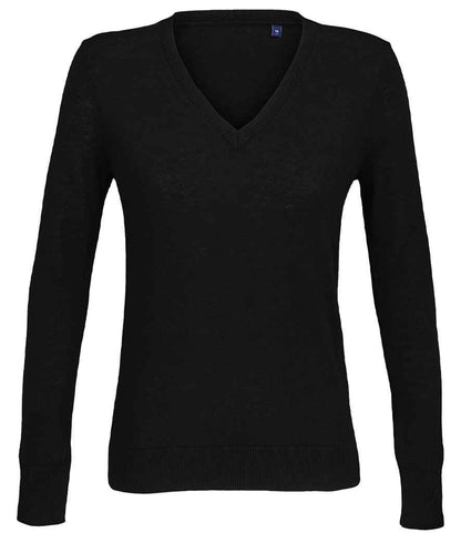 NEOBLU Ladies Sullivan V Neck Sweater in Deep Black